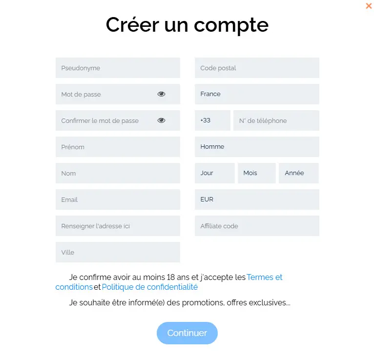 Processus d'inscription Lazy Bar Casino