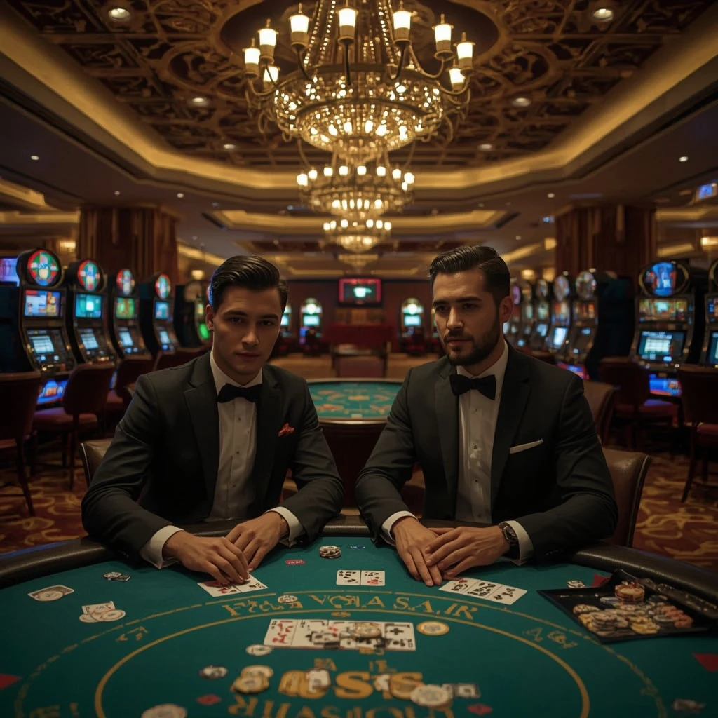 Deux joueurs de poker au Lazy Bar Casino